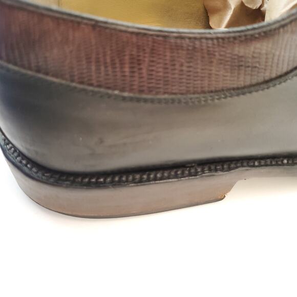 Julio Blanco Mens Brown Black Lizard Leather Handmade Tie Oxfords SZ 12M Spain main image 8
